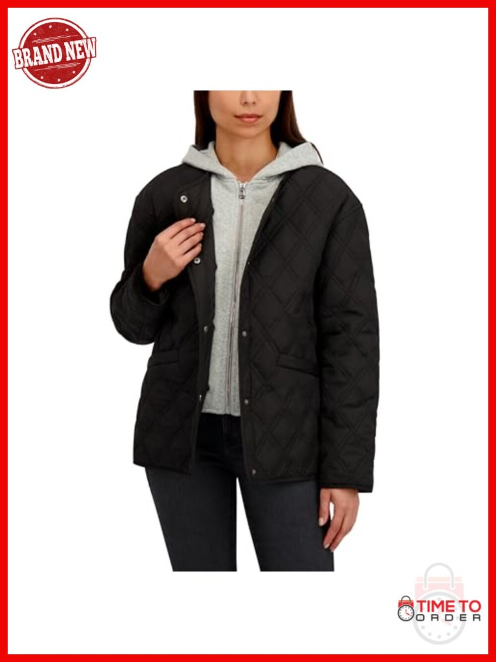 Women's Lightweight Water Resistant Quilted Jacket with Removable Hooded Bib
